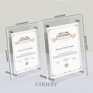 COOLSY A4/A5 Acrylic Display Stand Acrylic Photo Frame Stand Acrylic Certificate Document Frame Menu