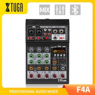 XTUGA F4A มิกเซอร์เสียง 4 ช่อง อินเทอร์เฟซเสียงขนาดเล็กพร้อมอินเทอร์เฟซ USB บลูทูธ 48V Phantom Power