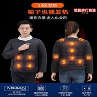 米電發熱長款羽絨服智能溫控發熱服電熱外套USB充電加熱衣服男女
