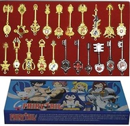 21pcs/set Fairy Tail Lucy Key Keychain Pink Tattoo Heartfilia Sign of the Zodiac Golden Keys YY