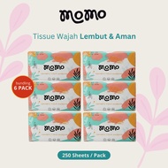 PLASTIC MAHKOTA l PACKAGE 6 PACKS MOMO FACIAL TISSUE 250 SHEETS - FACIAL TISSUE 6 packs