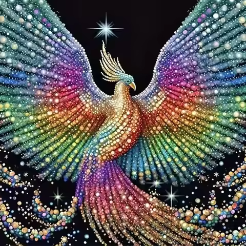 1pc 5D DIY Full Diamond Painting Set For Adults Beginners, Phoenix Pattern Diamond Art Home Wall Dec