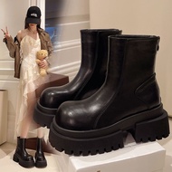 Thick-Soled Heightening Chelsea Short Boots Women, British Style Chimney Martin Boots Women, Women's