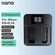 LLANO Nikon ที่ชาร์จกล้อง EN-EL14 LED USB ดิจิตอลช่องคู่สำหรับ D3100/D3200/D3300/D3400/D3500/D5100/D5200/D5200/D5500/D5600/Coolpix P7000/Coolpix P7100/Coolpix P7700/Coolpix p7800