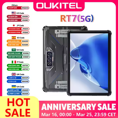 Oukitel RT7 5G TITAN Rugged Tablet 10.1" FHD+ 32000mAh 12GB+512GB Android 13 Tablet MTK Dimensity 72