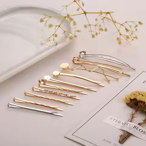 10PCS/Pack KC Gold Color Hair Pins Clips Wedding Hair Jewelry for Women Girl DIY Hair Clips Jewelry 