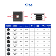 Bbhmz ปลั๊กท่อสี่เหลี่ยมพลาสติก PE M10 M8 M64ชิ้นพร้อมรูปิดปลายท่อมือจับร่มเฟอร์นิเจอร์ที่คลุมท่อเท้