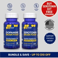 Dopamine Serotonin Brain Food™ Stack Supplement Bundle w/L-Tyrosine Focus Mental Drive - L-Tryptopha