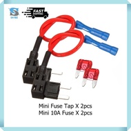 [2 SET] MINI TYPE FUSE TAP ADAPTER ADD A CIRCUIT BLADE FUSE HOLDER WITH 10A FUSE