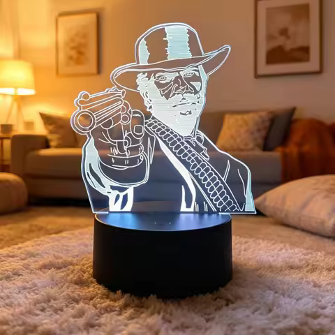 Red Dead Redemption 2 Arthur Morgan 3D LED Night Light 7Colors Touch Remote Control Desk Lamp for Ga