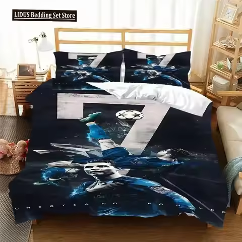 Football Star CR7 Soccer Bedding Set Boys Girls Twin Queen Size Duvet Cover Pillowcase Bed Boys Adul