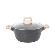 IGOZO 24cm Non-Stick Granite Casserole With Tempered Glass Lid