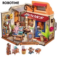 Robotime Rolife 1:20 Scale Bookstore DIY Miniature Doll House 3D Wooden Puzzles Building Kit with LE