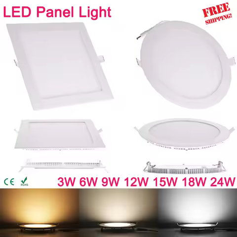 Ultra thin 3W 6W 9W 12W 15W 18W 24W Square LED panel downlight Round LED Ceiling Recessed Lights 400