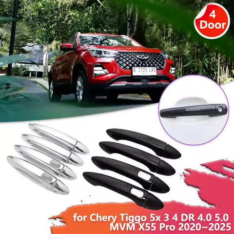 Door Handle Cover for Chery Tiggo 5x 3 4 DR 4.0 5.0 MVM X55 Pro 2020~2025 Carbon Fiber Chrome Sticke