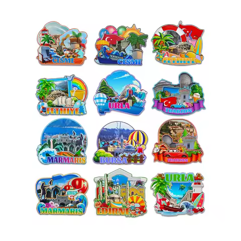 Decorative Magnets for Trabzon Urla Bursa Cesme Fethiye Marmaris Edirne Turkiye City Landmark 3D Woo