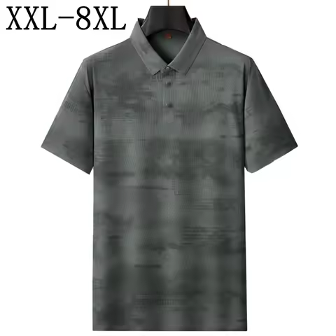 8XL 7XL 6XL 2026 New Summer High End Fashion Printed Polo Shirt Men Tops Short Sleeve Lapel Mens Shi