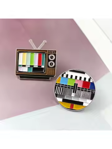 Vintage TV Pin No Signal In 80s Lapel Pin Be riotous with colour Rainbow Brooch Custom Fashion Jewel