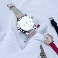 <EEs>Coach Women Leather Diamond Watch RoseGold Case Casual Fashion Ladies Watches Jam Tangan Wanita