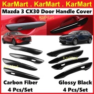 Mazda 3 BP 2019 - 2023 CX-30 CX30 RHD Door Handle Cover Trim Garnish Exterior Car Accessories Carbon Fiber Glossy Black