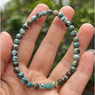 Baceda Natural Turquoise 5m Round Beads Green Bracelet with Certificate or No Certificate