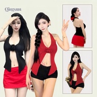 Fashionable Knitted Sweater With Sleeveless Details Decorated With Large Flowers On The Chest V-Shap