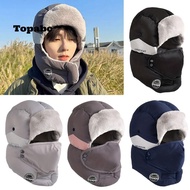 TOPABCS Earflap Hats, Russian Warm Bomber Cap, Winter Soft Windproof Plush Ear Protectors Hats Outdo