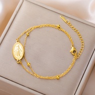 LIKGREAT Titanium Stainless Steel Saint Benedict Cross Bracelet Bead Chain for Men Women