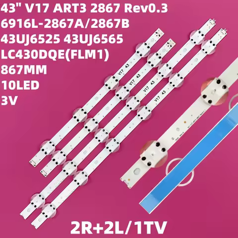 4PCS LED Strip for 43VH6100 43 V17 art3 2867 TV 6916L-2867A 6916L-2867F 43UJ675V 43UJ655V 43UJ670V 4