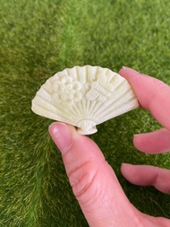 菜花玉 抗癌之石 扇子吊墜 Cauliflower jade anticancer Fan pendant 5368