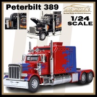 1:24 Peterbilt 389 Transformer Truck Pull-Back Toy Car with Sound Light Car Model Diecasts For Kid H