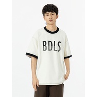 Casual Loose Fit YOKE STUDIO American Retro Color Block Short Sleeve T-Shirt for Men and Women with