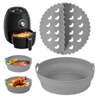 3 In 1 Set Air Fryer Silicone Liner Pot, Foldable Air Fryers Basket With Detachable Divider, Oven Microwave Accessories