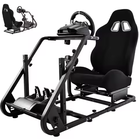 G29 Racing Simulator Cockpit with Seat Fit for Logitech/Thrustmaster/Fanatec G25 G27 G923 T150, Stee