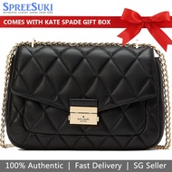 Kate Spade Handbag In Gift Box Carey Smooth Quilted Leather Medium Crossbody Shoulder Bag Black # KA766