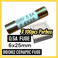 0.5A fuse 6x25mm ceramic fuse bs1362 0.5A plug top fuse 100pcs