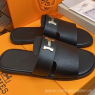 [EUR SIZE] H Leather Indoor Slippers 1:1 For Men sandal