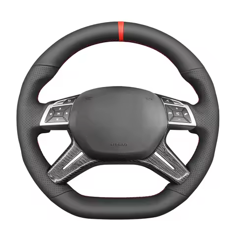 Mewant Customizable Steering Wheel Cover Black Artificial Leather Car for Mercedes-Benz GL 63 ML63 G