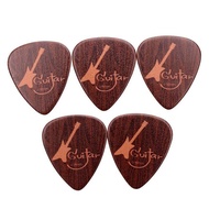 5 Buah Pick Gitar Listrik Akustik Seluloid Plecrums Warna Kayu 0.71MM 0.96MM Gitar Coklat Bass Ukulele Stick-On Holder