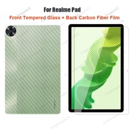 For Realme Pad 2 11.5 2023 Pad 10.4 Pad X 10.95 Pad Mini 8.7 1 Set = Soft Back Carbon Fiber Film + Tempered Glass Front Screen Protector