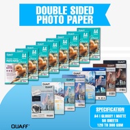 Quaff Matte or Glossy Double Sided Photo Paper A4 Size 50 Sheets 120gsm–300gsm