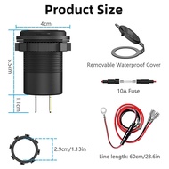 Car Dual USB Charger Quick Charge QC 3.0 & PD USB Charger Socket Adapter with Switch Voltmeter for T