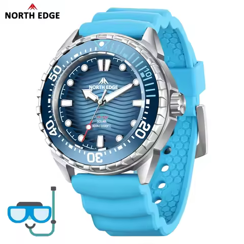 NORTH EDGE Free Diving Watch TRITON Solar Movement Watches for Man 316L Stainless Steel Case Waterpr