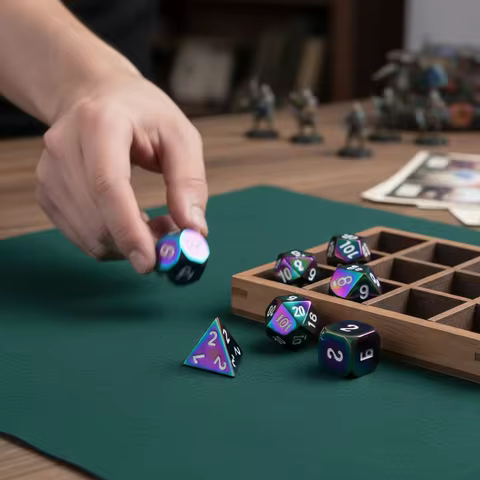 7PCS/ 1 Set Metal Metal Dice Set D4 D6 D8 D10 D12 D20 Polyhedral Polyhedral Dice Multicolor Table Ga