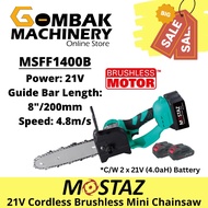 MOSTAZ MSFF1400B 21V 8" BRUSHLESS CORDLESS Mini Chainsaw