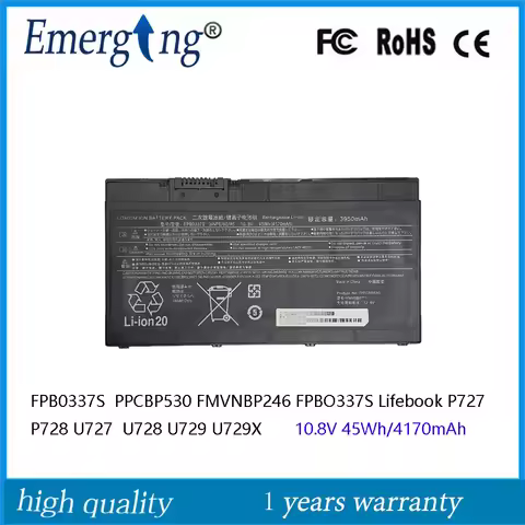 10.8V 45Wh Laptop Battery FPB0337S PPCBP530 FMVNBP246 for FUJITSU Lifebook P727 P728 U727 U728 U729 