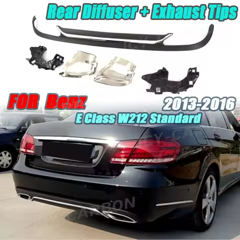 JCYECF Rear Bumper Lip Diffuser Exhaust For Mercedes Benz E Class W212 E200 E250 E300 E350 E500 Stan