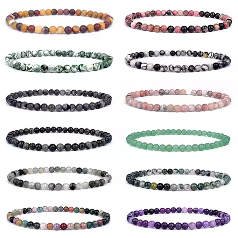 4mm 6mm Mini Energy Charm Bracelet Natural Stone Beads Yoga Healing Bracelet Jewelry for Women Men B