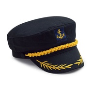 Costume Skipper Ship Sailor Black Captain Yacht Military Nautical Hat Navy Cap