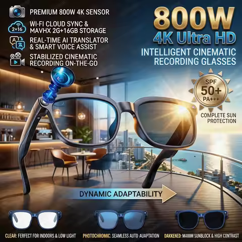 New 800W 4k HD Camera Smart Glasses Men Anti-shake Video Recording ChatGP WIFI 150+AI Translation Gl